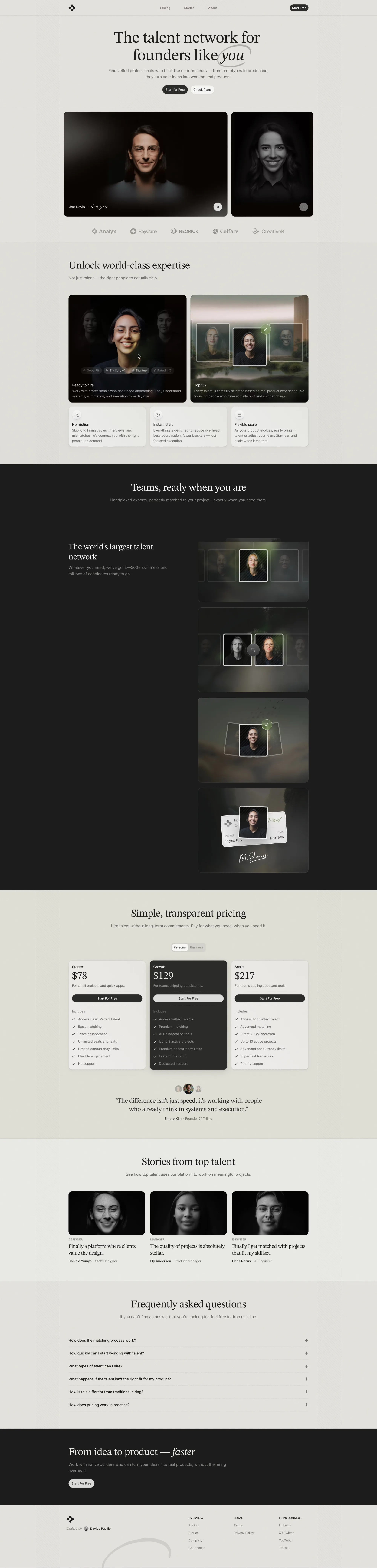 Talio - Framer Website Template for AI & landing page screenshot showcasing AI and Tech design