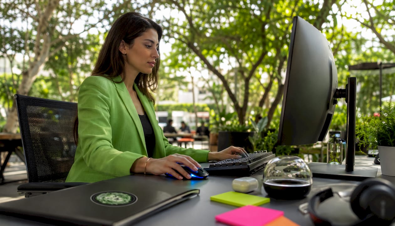 Modern tech office workstation