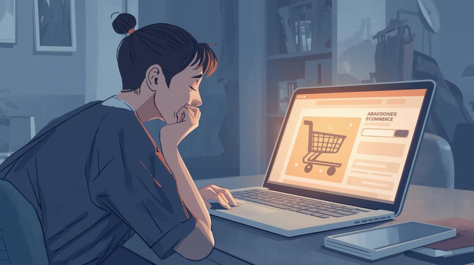 A customer abandoning their cart on an online shop