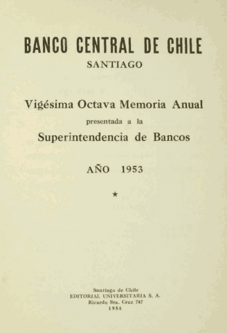 Banco Central de Chile. Memoria Anual 1953