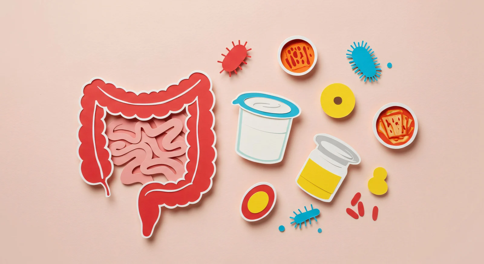 Schéma střevního mikrobiomu a bakterií ve střevech