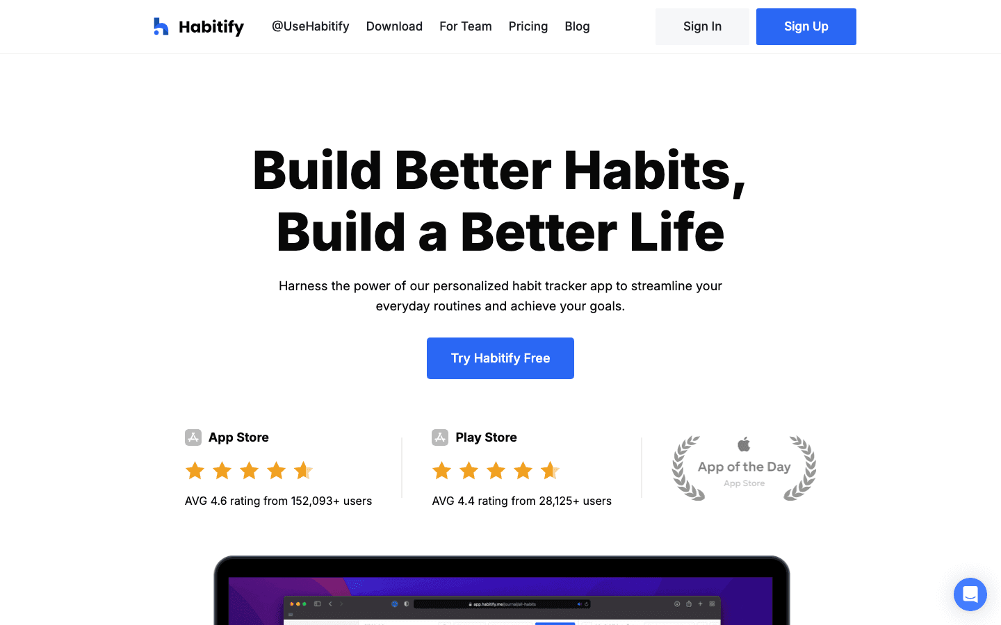 Habitify habit tracker interface