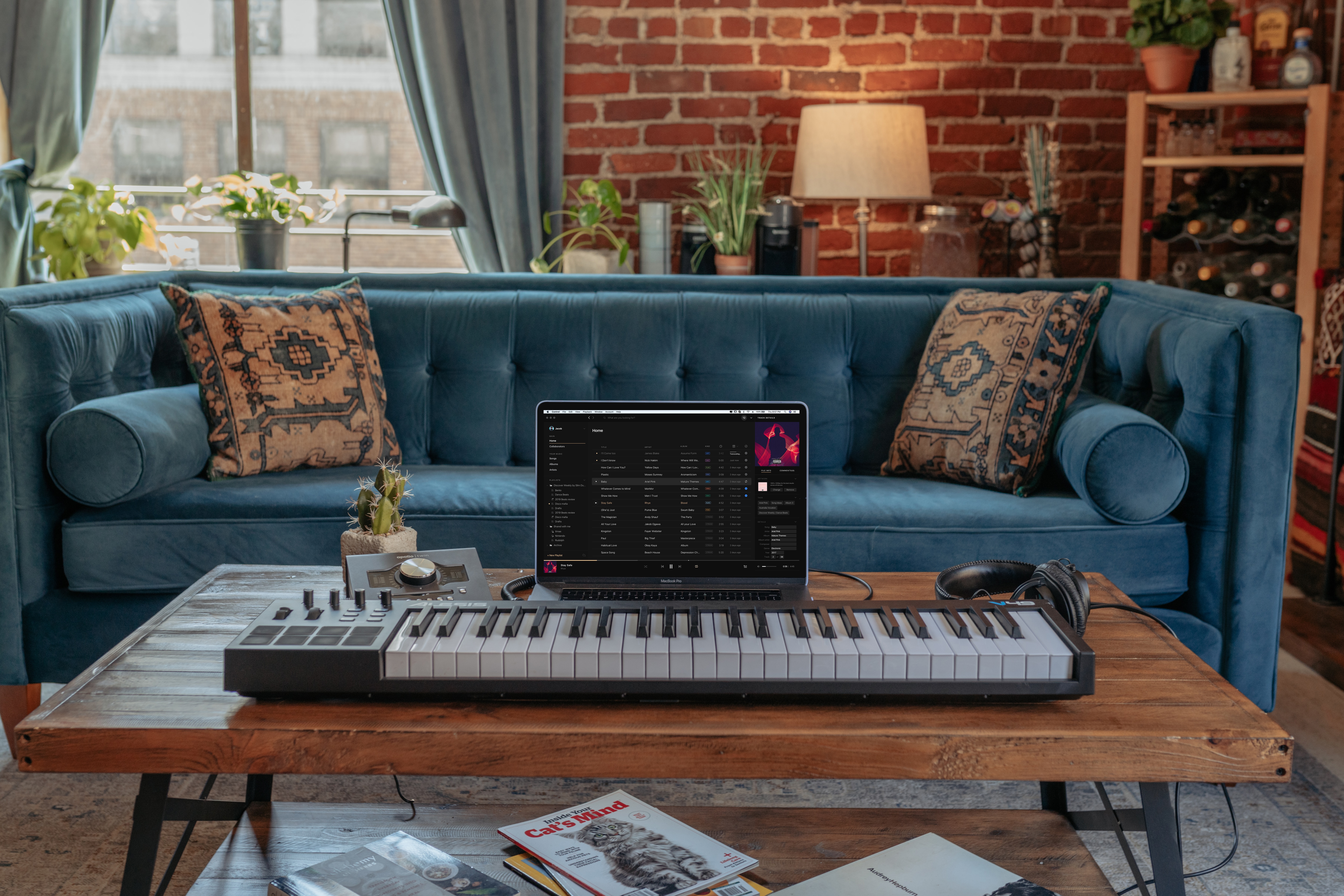 A music platform on a laptop with keyboard - ai music tools