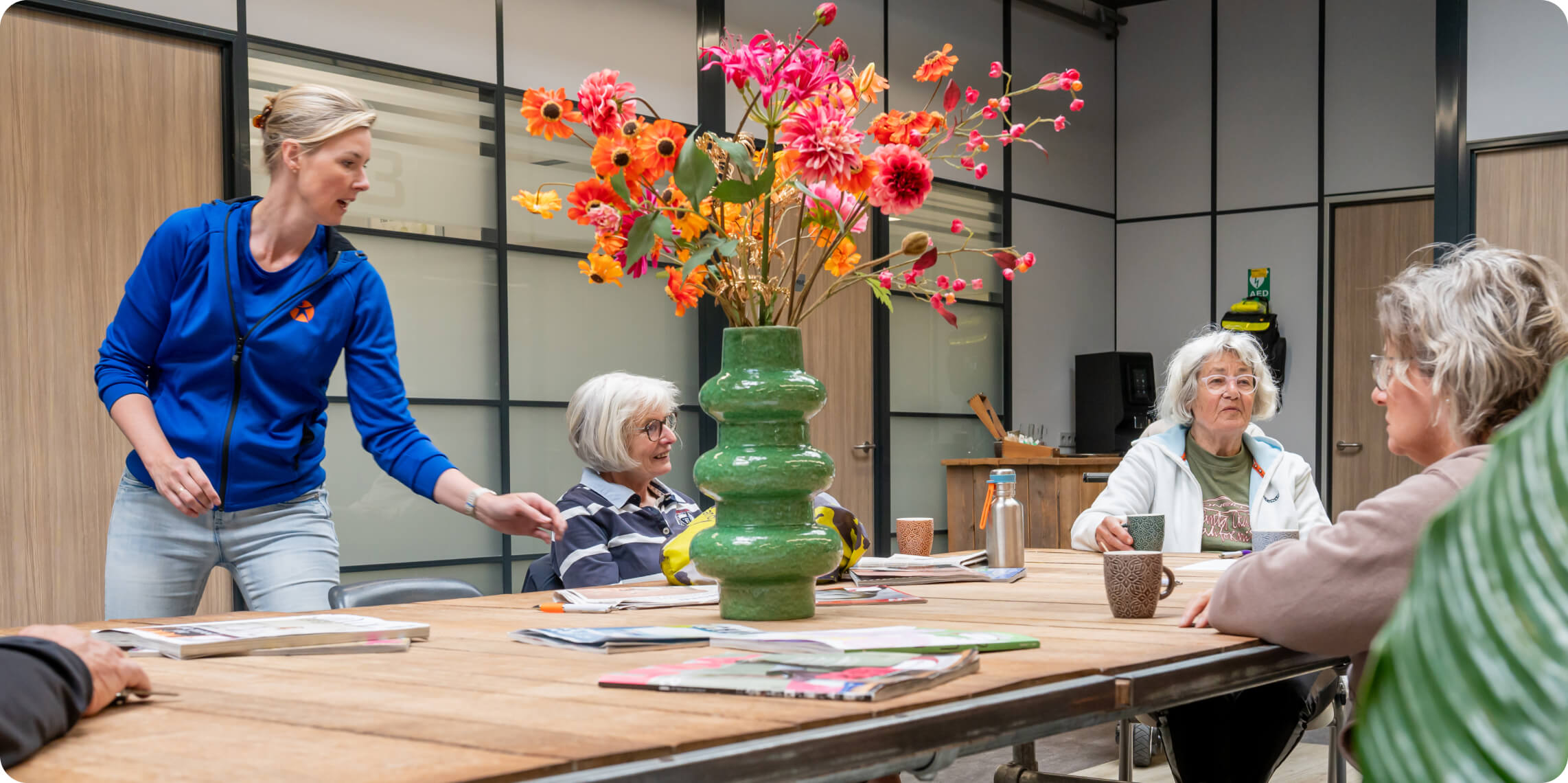 A group of people coming together