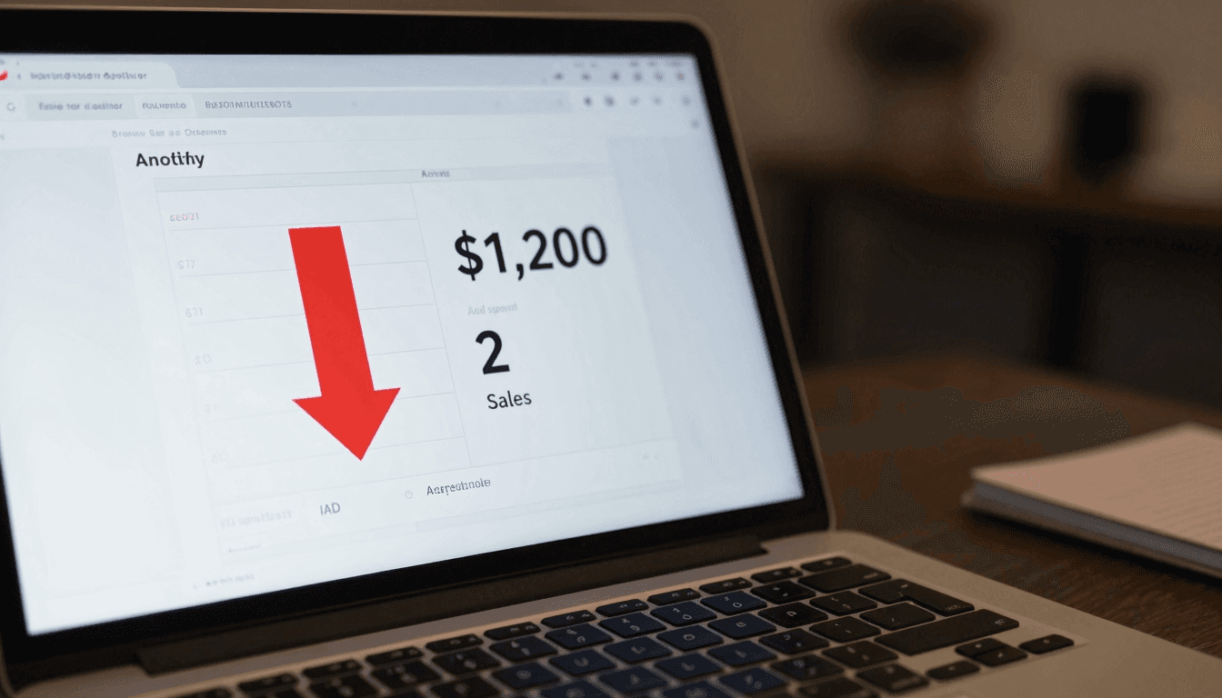 Shopify dashboard showing negative ROAS and high ad spend