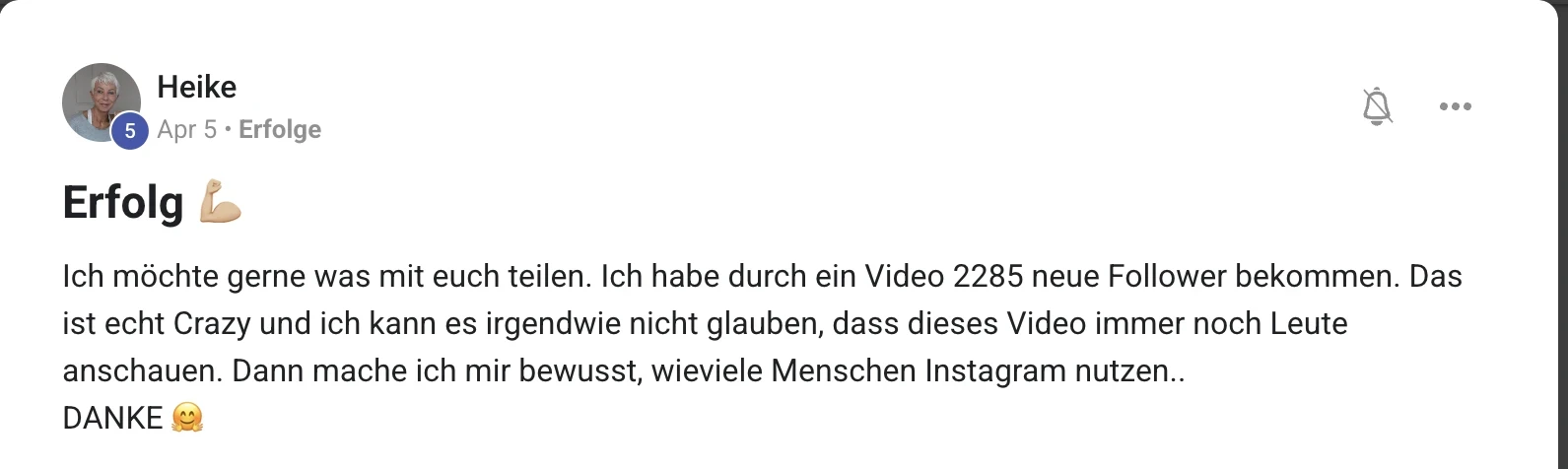 Mitglied der KI Creator Akademie: Heike gewinnt 2.285 Follower durch ein einziges Video