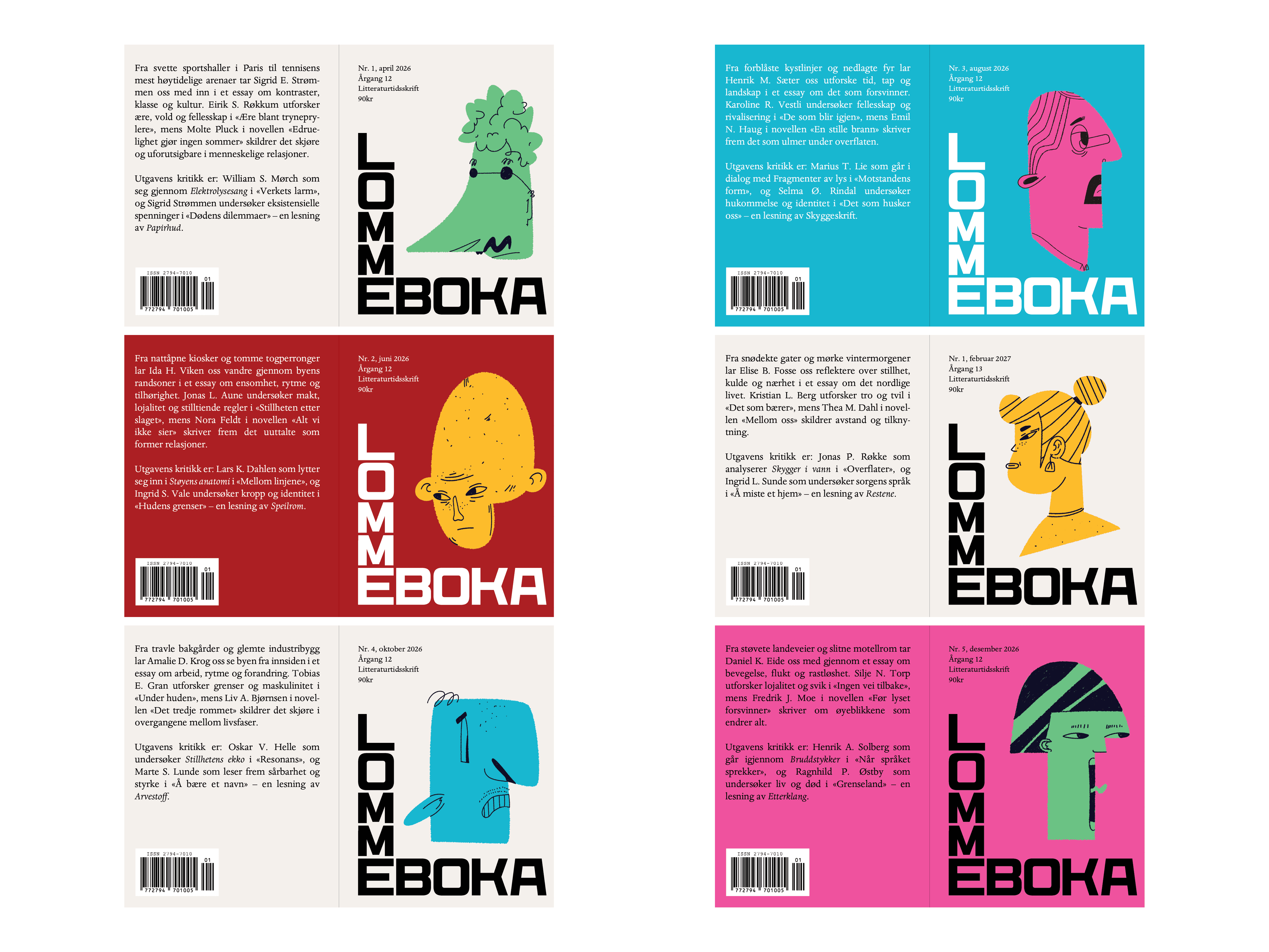 alle coverene for Lommeboka Litteraturtidsskrift, hovedsaklig for å vise cover systemet