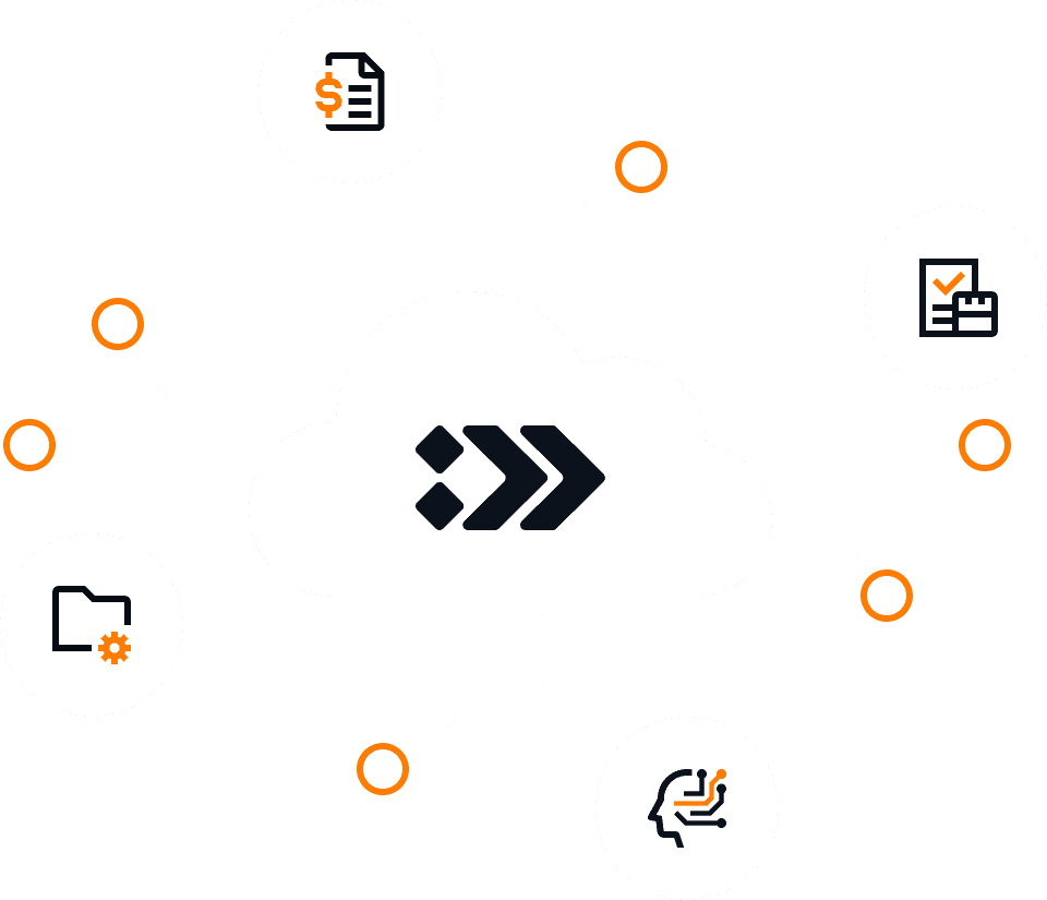 Grafik einer umfassenden Handwerkersoftware mit allen Funktionen