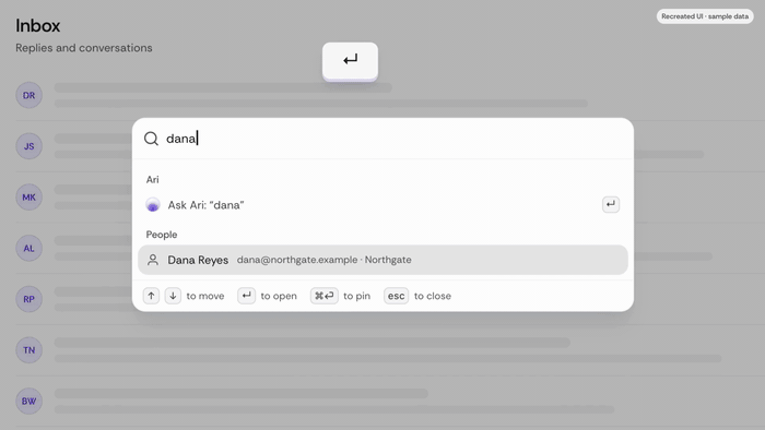 Pinning a sequence from Cmd+K search so it appears under Pinned in the sidebar