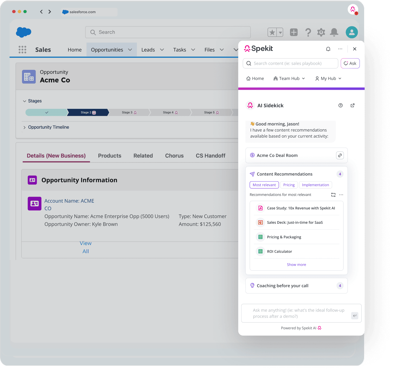 Salesforce Sidekick Content Recommenations