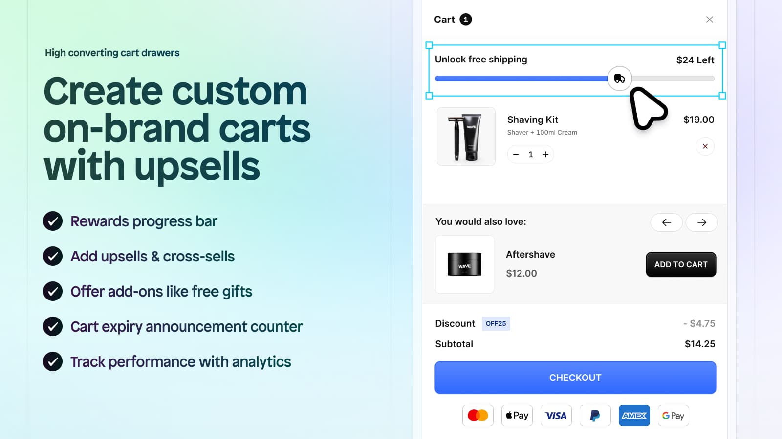 Instant section and page builder upsell app