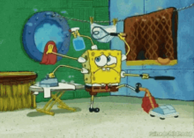 Spongebob Overwhelmed by Chores