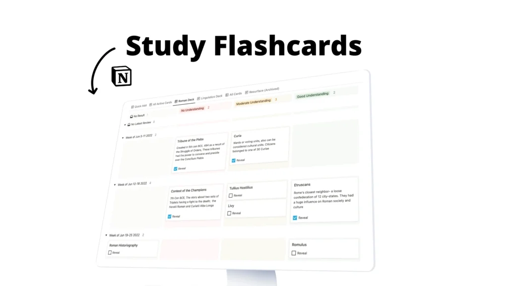 Free Notion Templates Study Flashcard