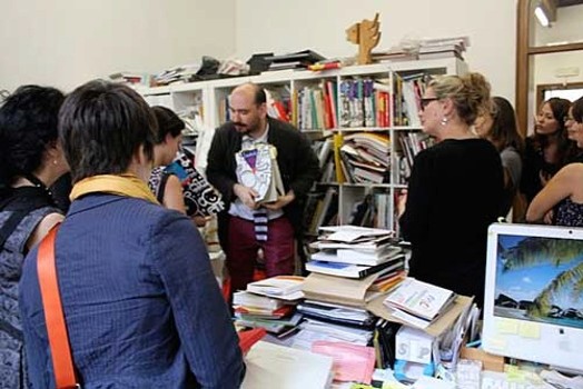 students gathered in the office