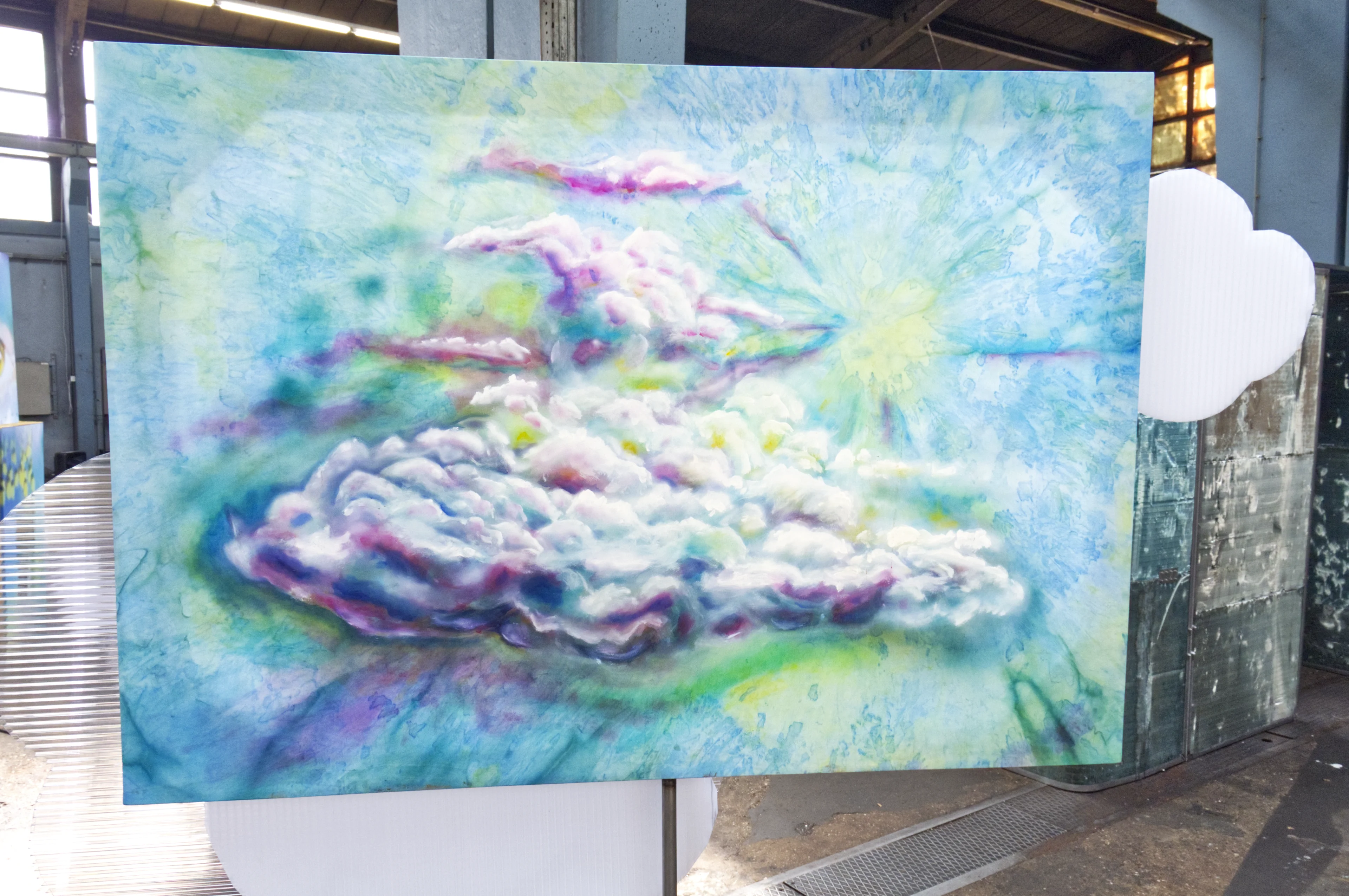 "Hope 5", conceptual abstract painting of trippy clouds by Janus Straefer