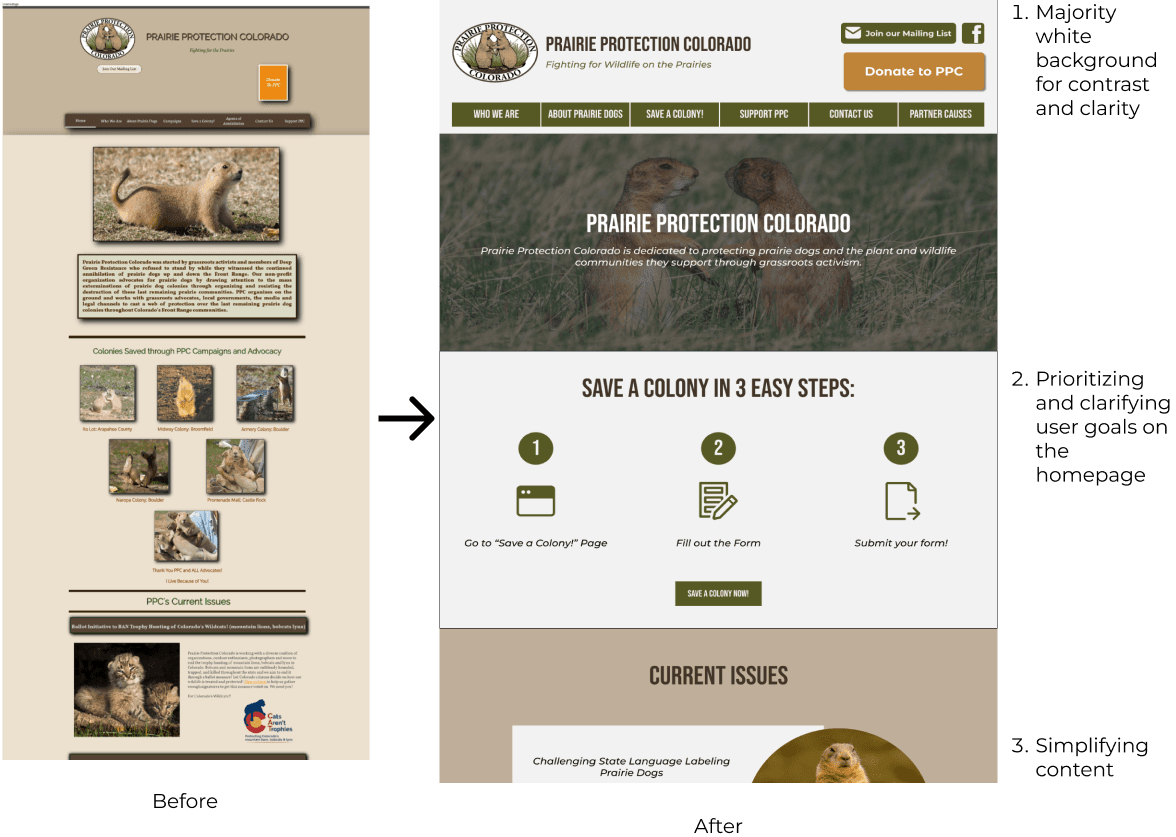 Before & After (Wireframe of PPC's Website)