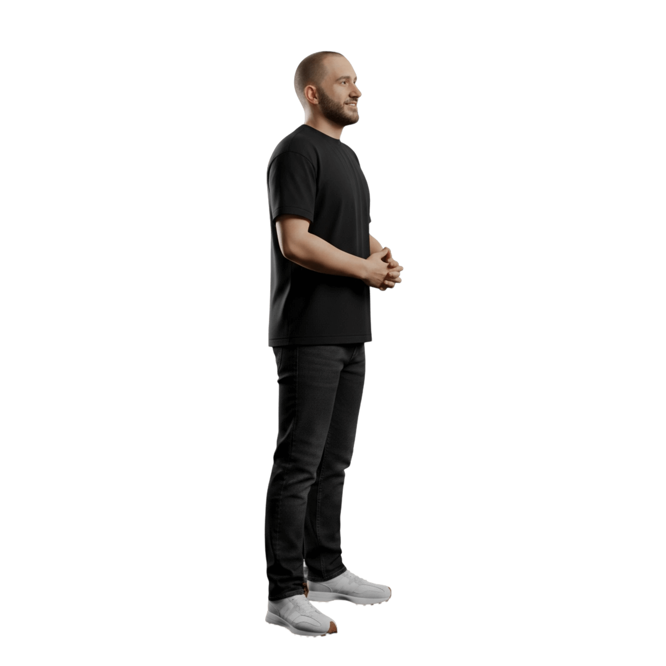 Senior UX designer standing with crossed arms in a studio workspace, reflecting experience in product design, design systems, and UX leadership.