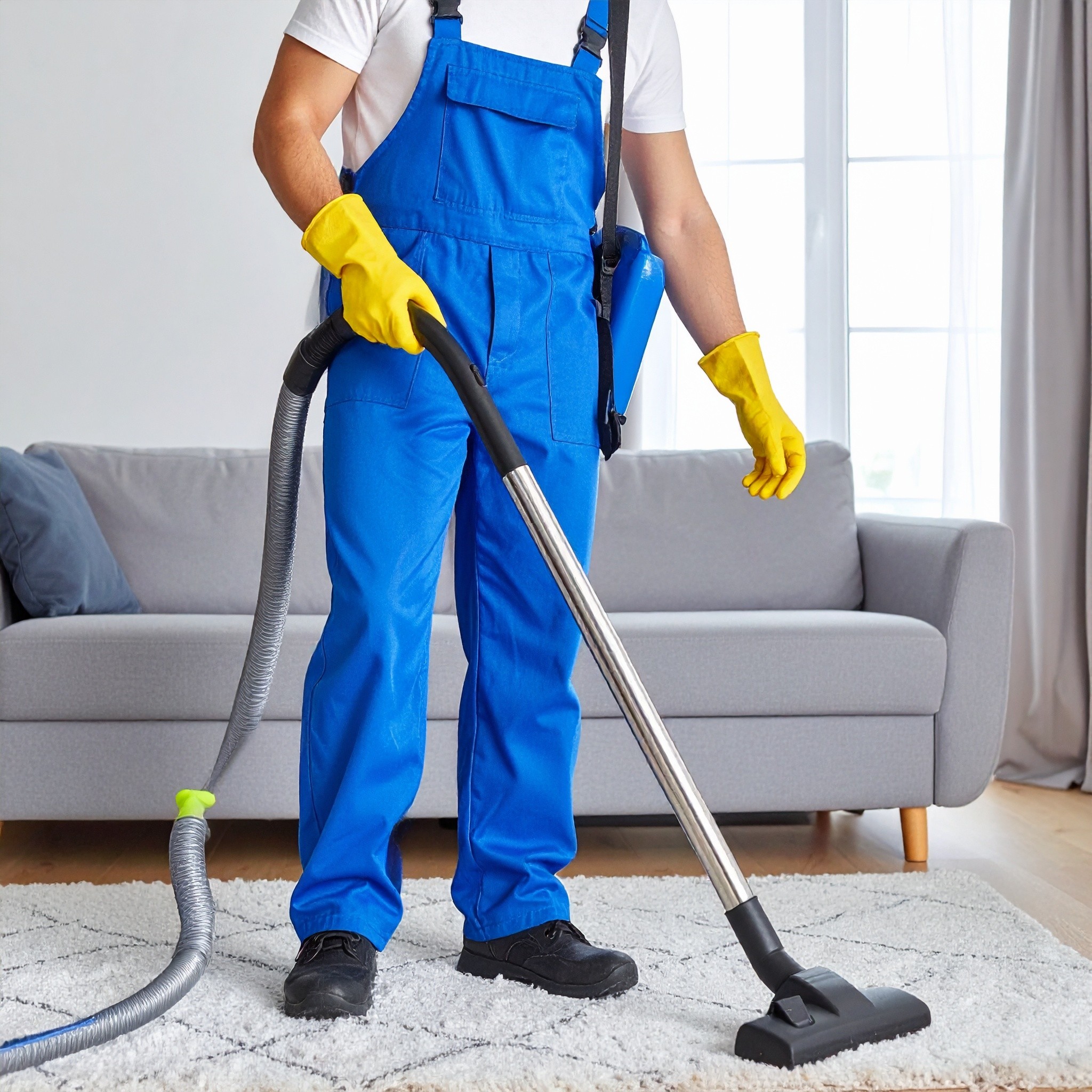 man cleaning home