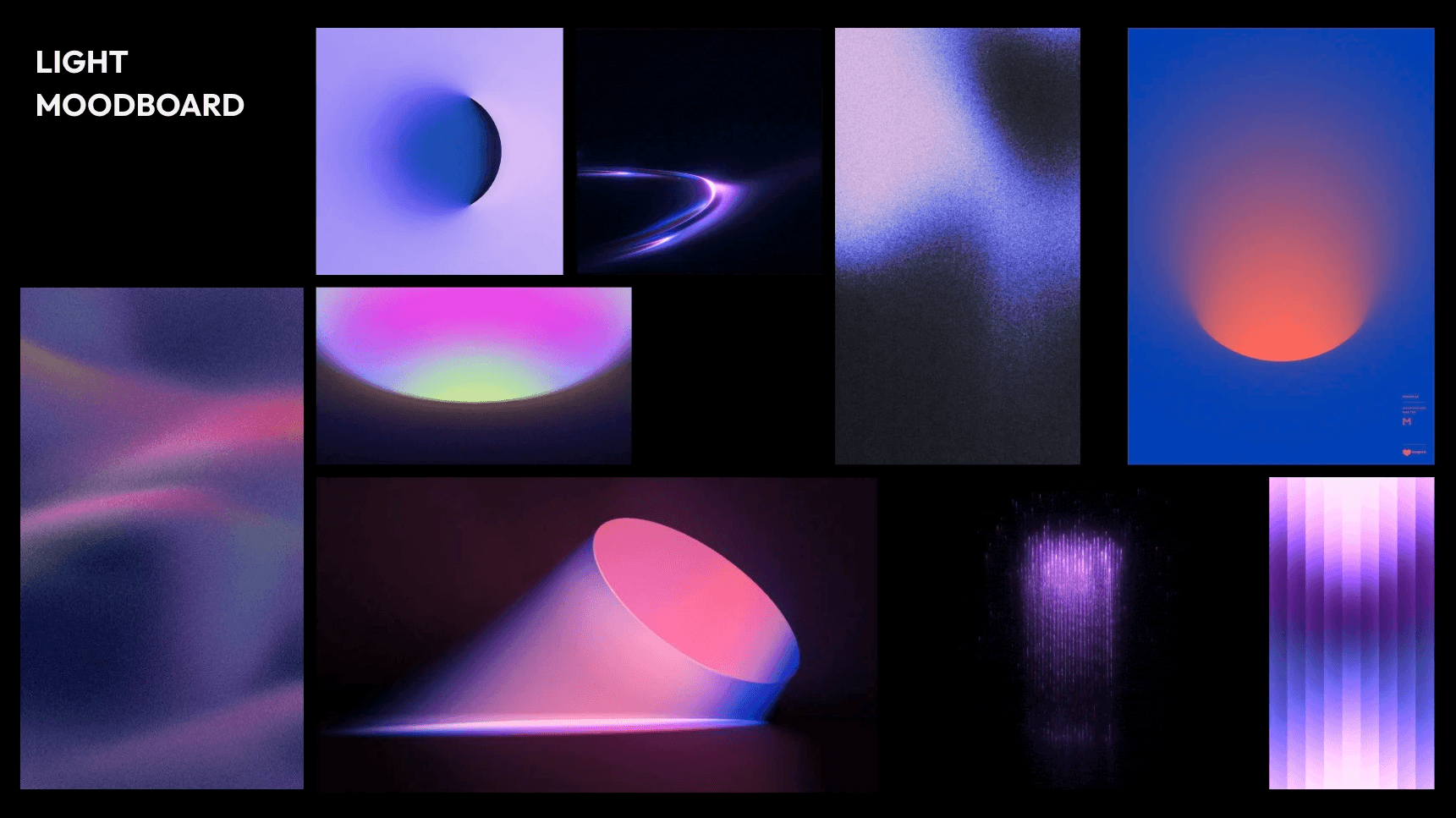 A moodboard showing light choices