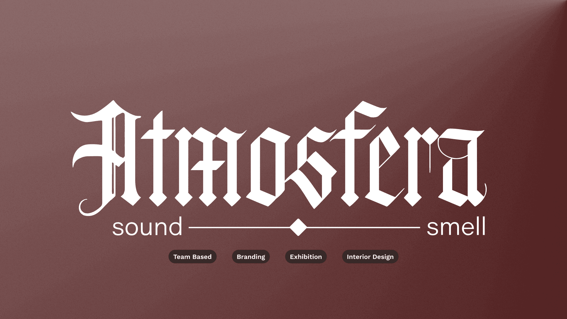 Atmosfera project cover with red background and white gothic wordmark.
