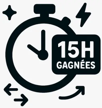 Icône gain temps 15h automatisation email relances