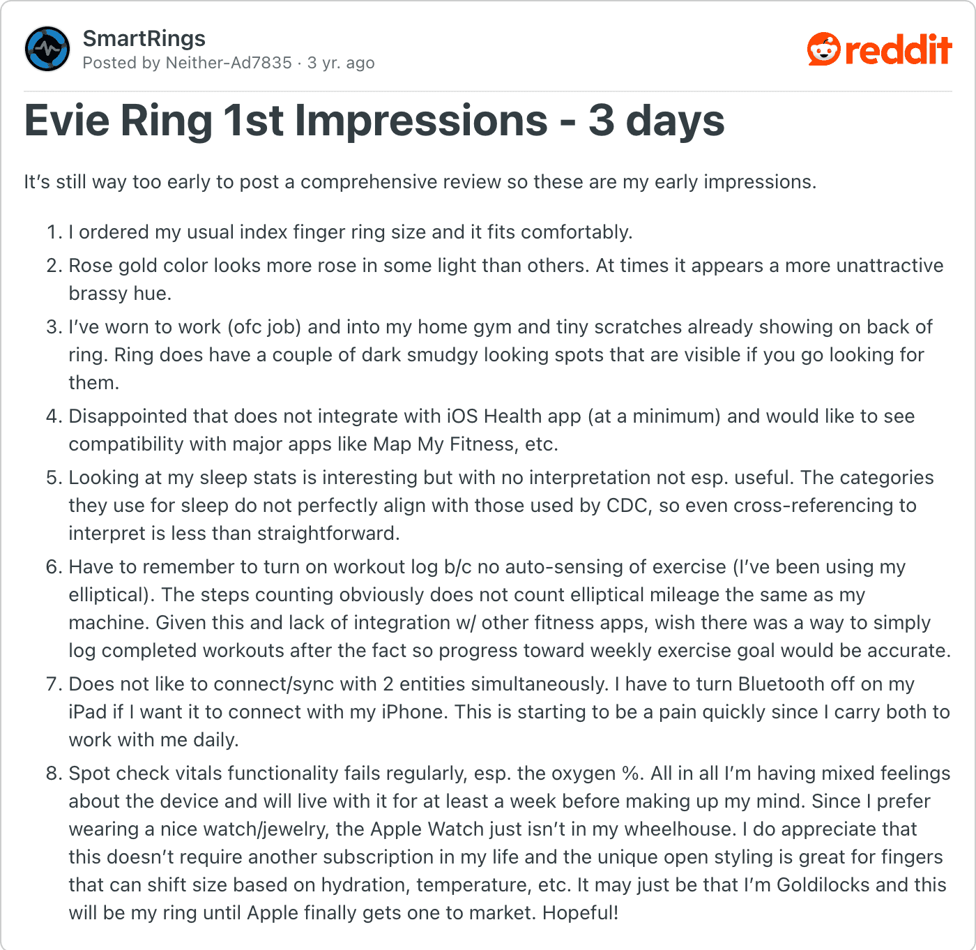 Post on Reddit