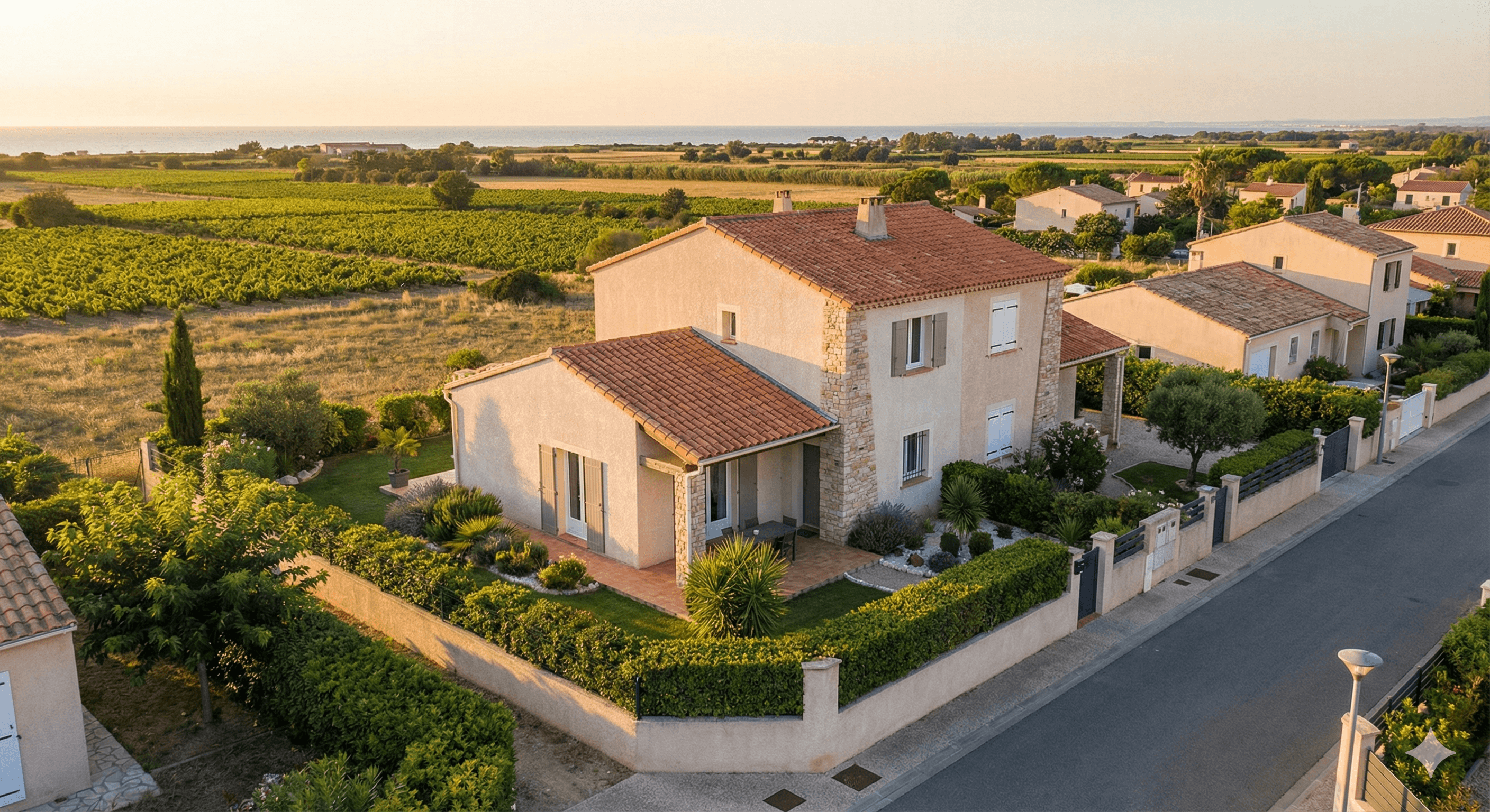 Tree branches reach towards a clear, blue sky.