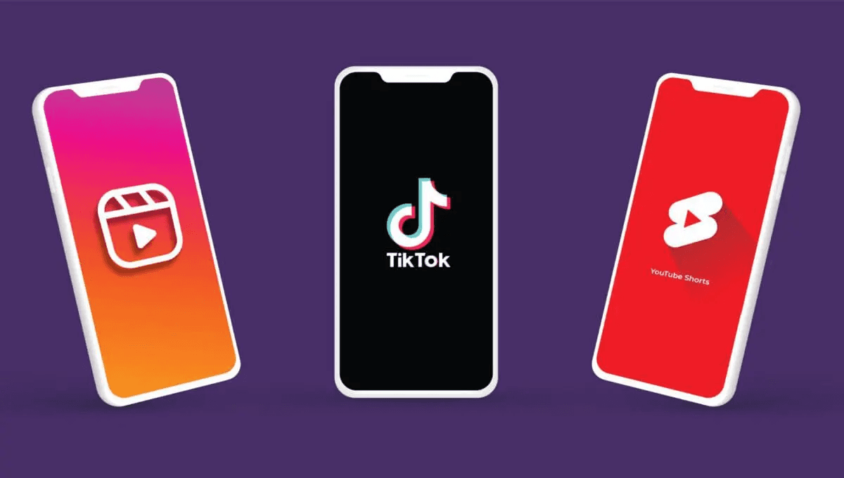 Smartphones display short video app logos - Short Social Media Videos