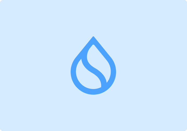 Sui logo water droplet in blue on a light blue background.