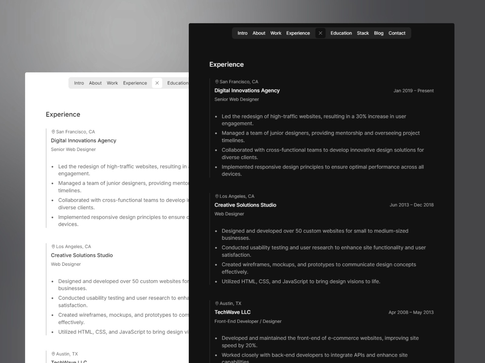 Step — 高级暗黑黑白极简作品集网站设计灵感