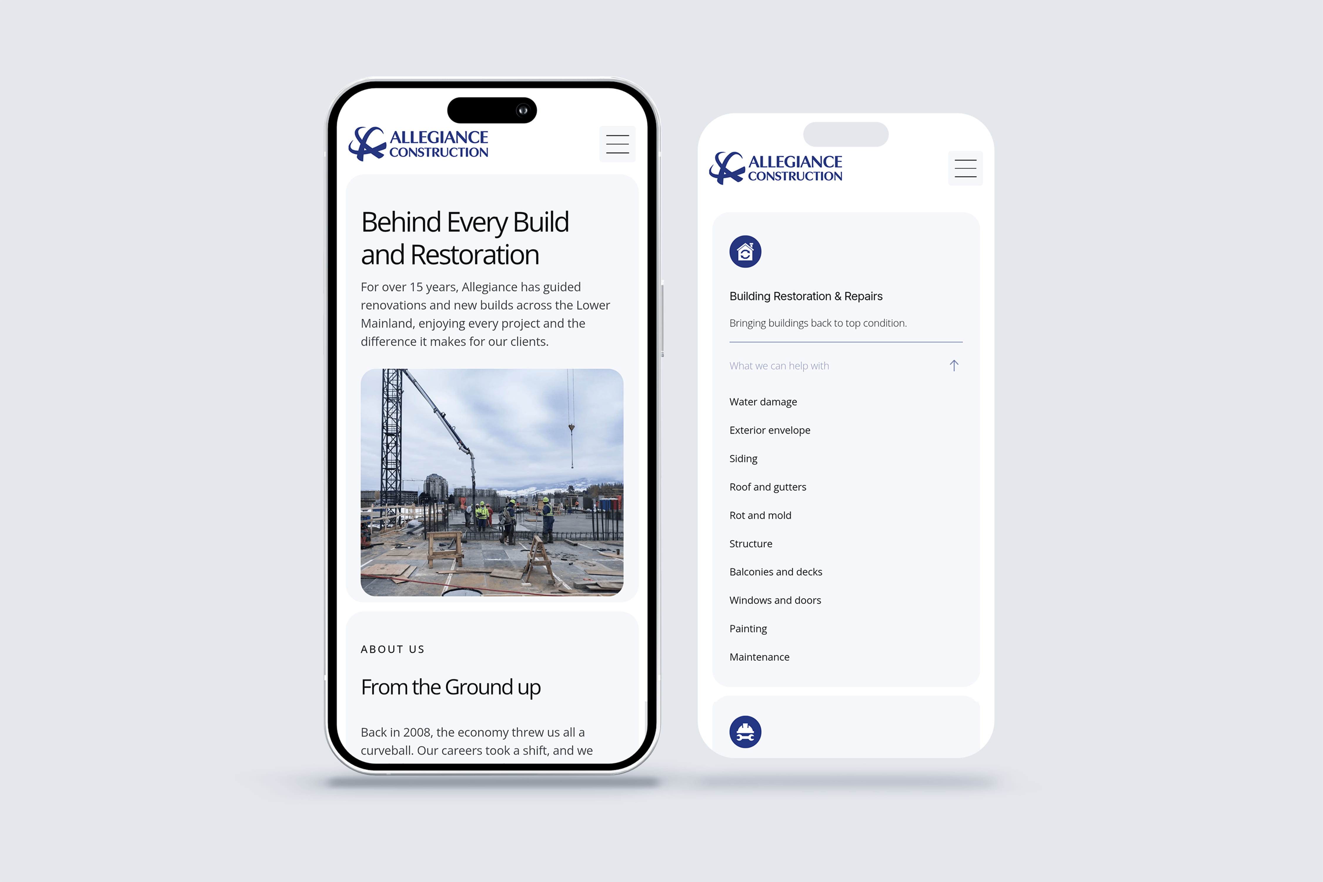 Mobile website design mockup for Bender Group