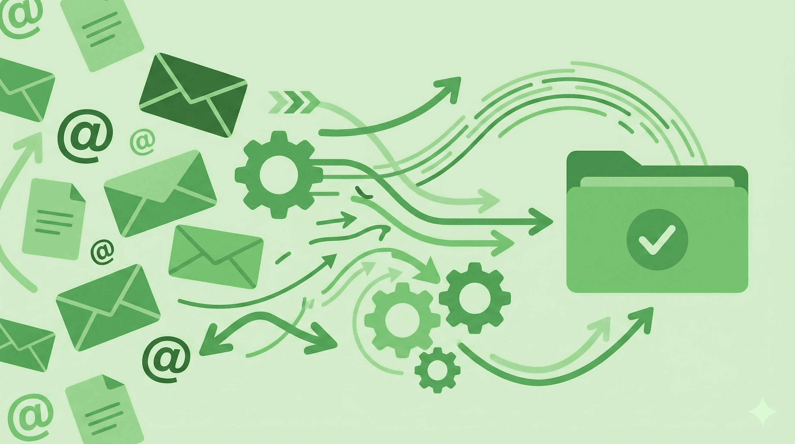 Abstract graphic representation of artificial intelligence for automated email processing in a brokerage office