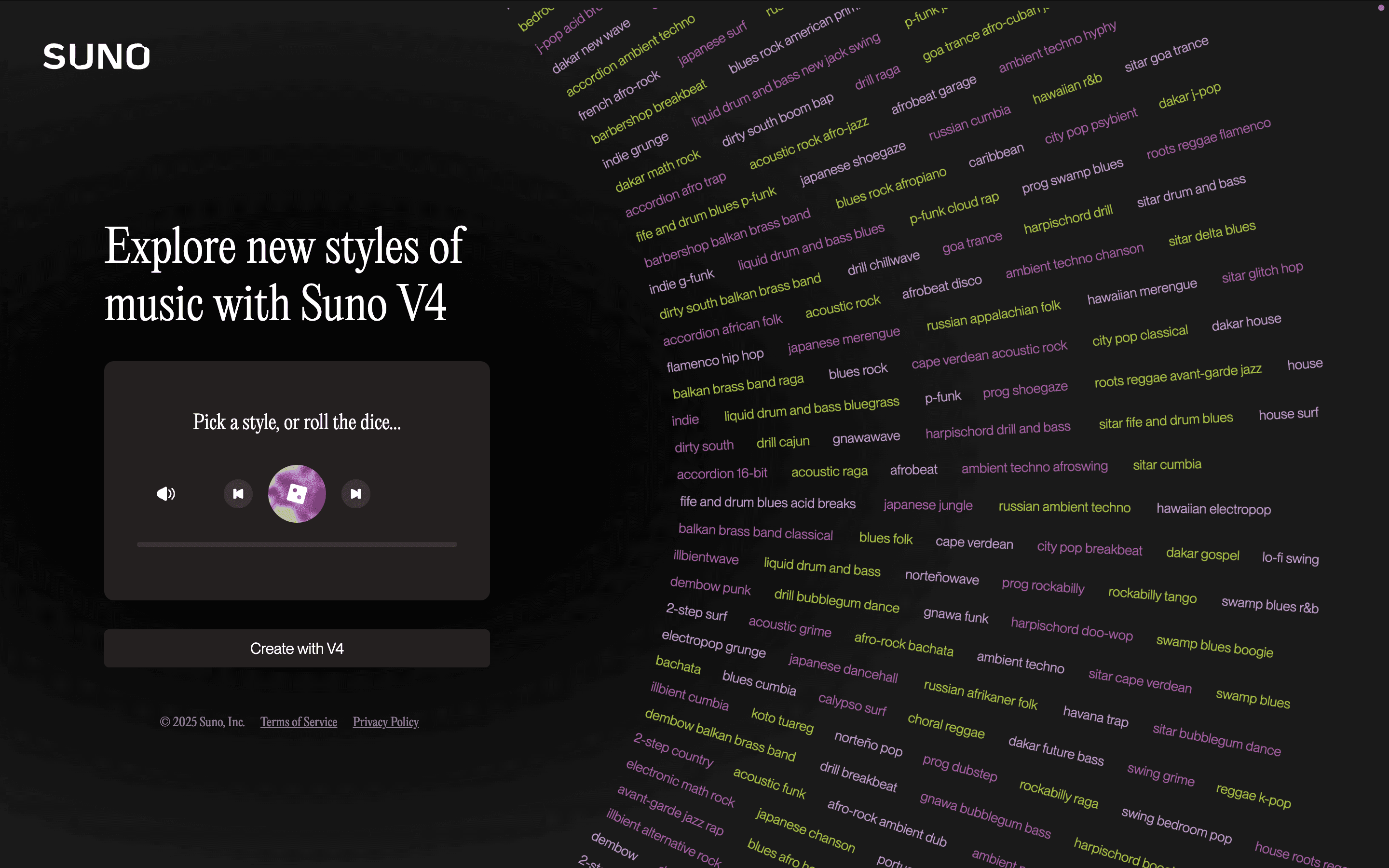 Screenshot van de "Explore" pagina op Suno