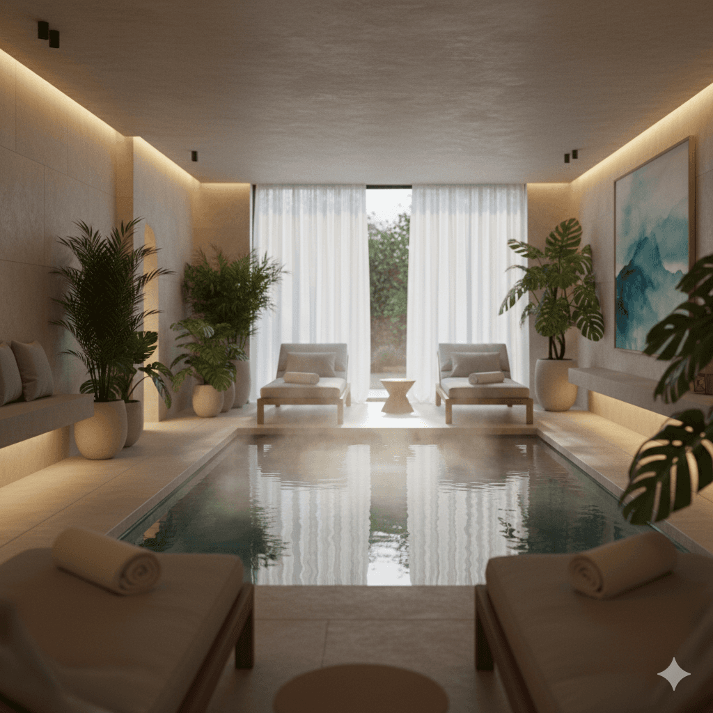 Indoor swimming pool and spa area in M3M Sector 95 residential complex for resident wellness