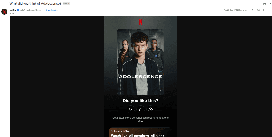 Netflix Dashboard Screen shot