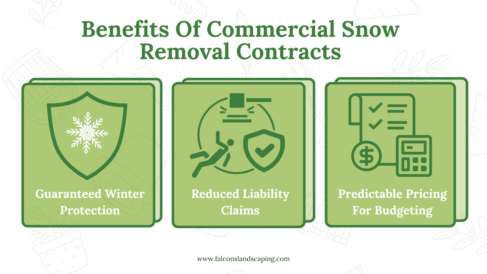 A list of the top three benefits of a commercial snow removal contract.