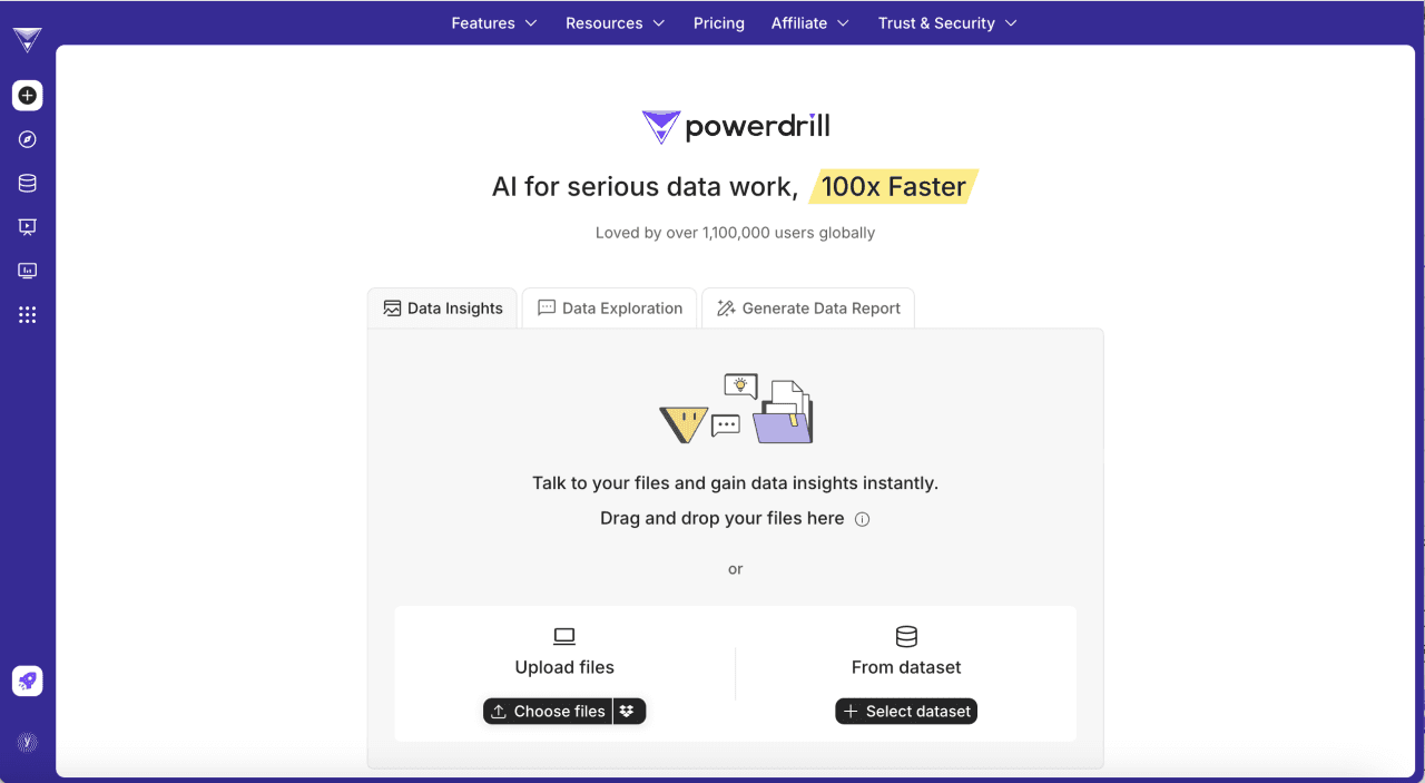 Homepage of Powerdrill