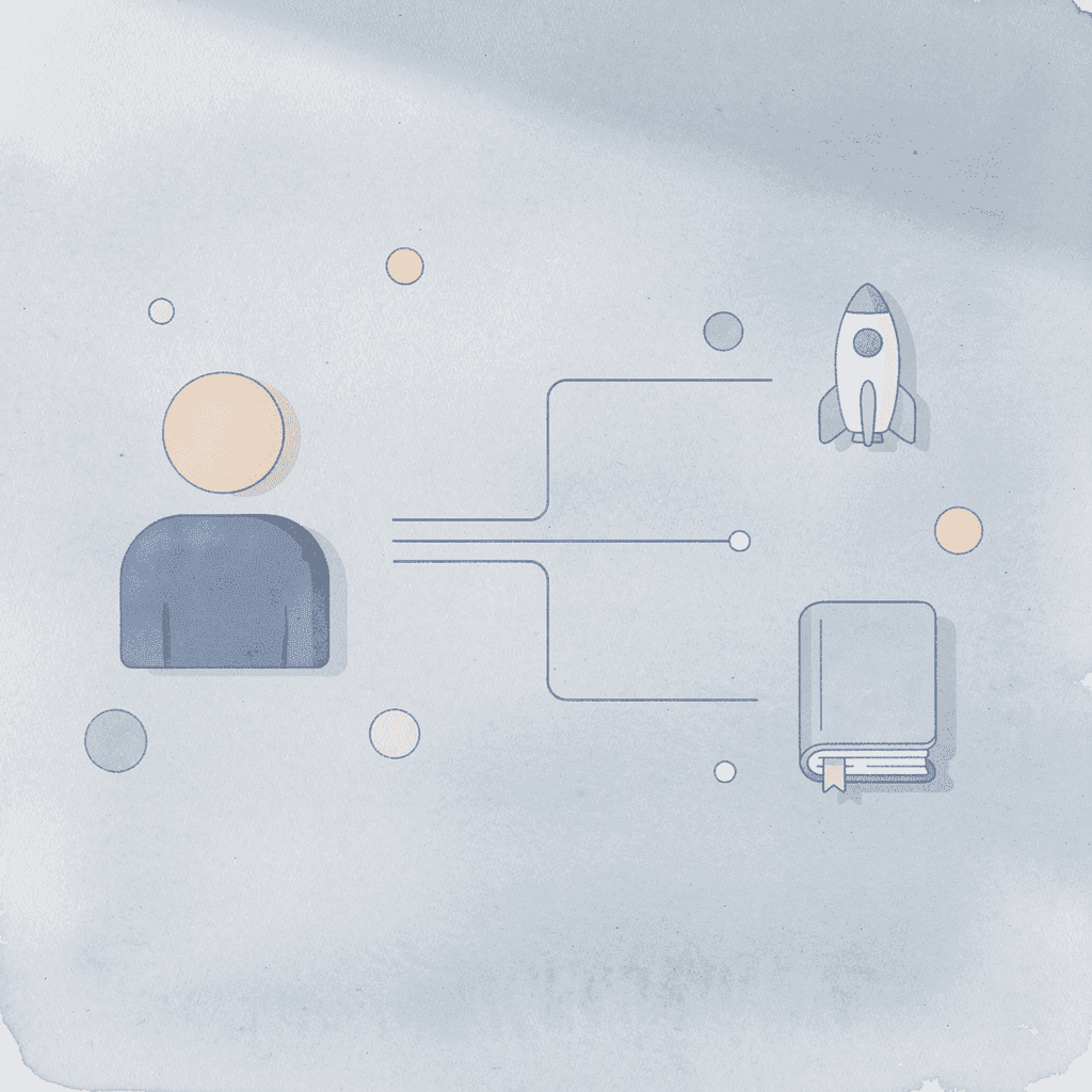 Icon showing traditional approach, splitting into an AI-powered workflow