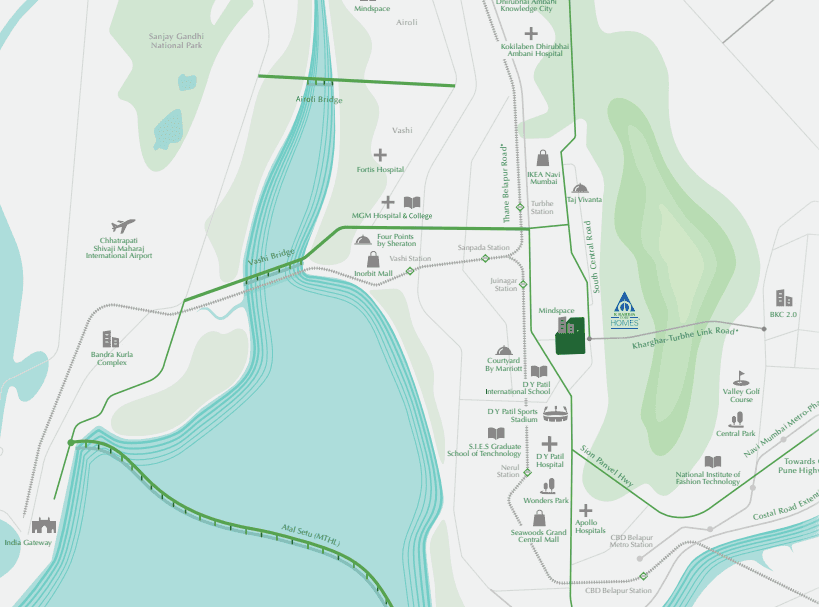Location Map of K Raheja Jade City Juinagar