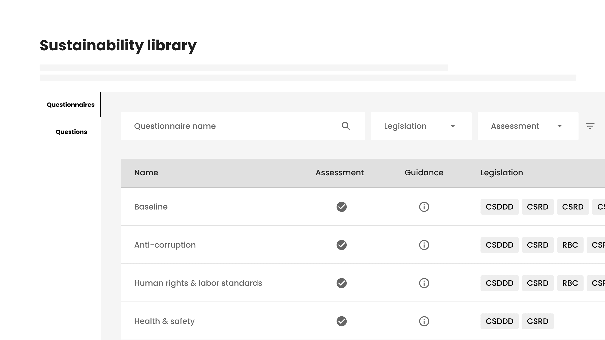 Sustainability Library : Our inhouse datapoint base created by ESG experts adressing legislative requirements and more