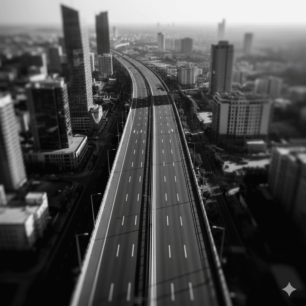 Overhead view of Dwarka Expressway connecting luxury residences to Delhi NCR.