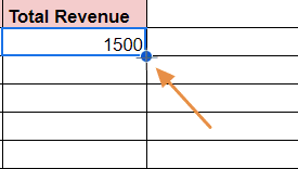 Hover over the bottom-right corner of the selected cell until a small plus sign appears