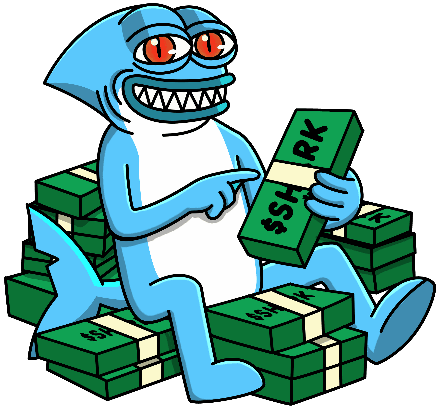 illustration of a safe shaped character counting dollar bills