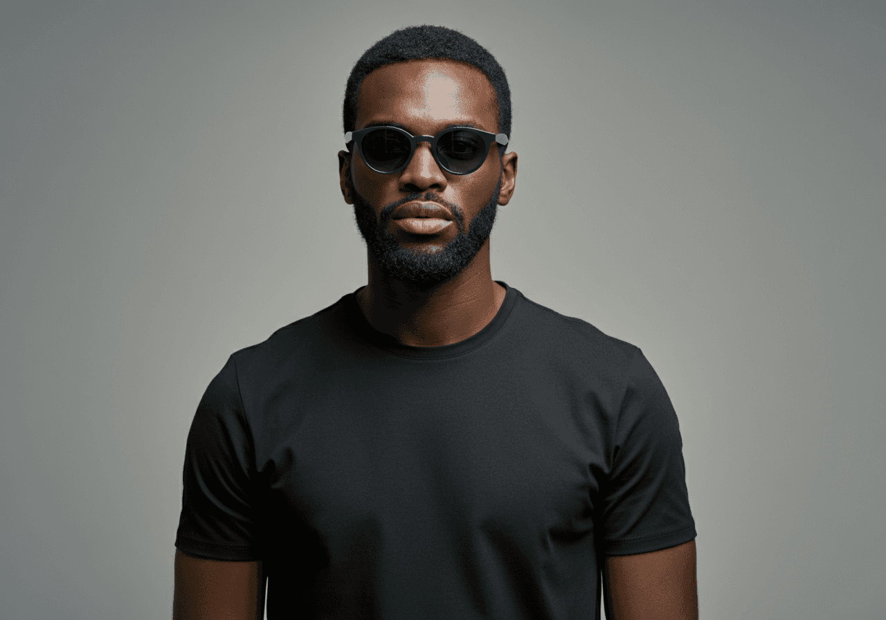 Portrait shot of a man wearing black sunglasses.