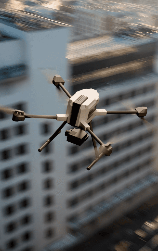Drone shot of a running track at night