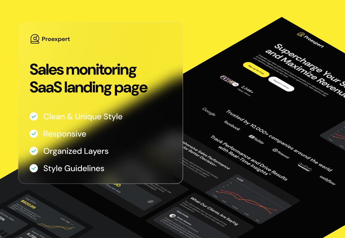 Sales monitoring SaaS landing page