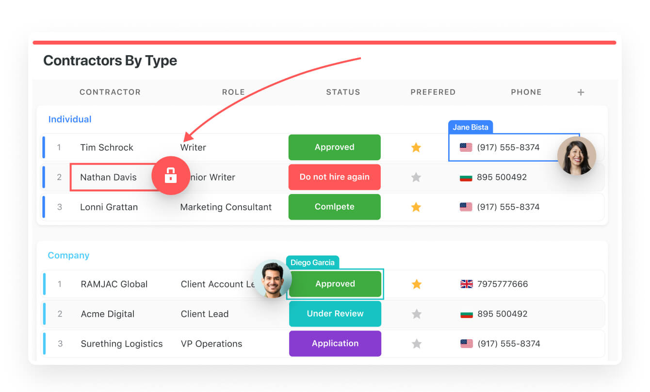 Paramètres de permissions smartsuite