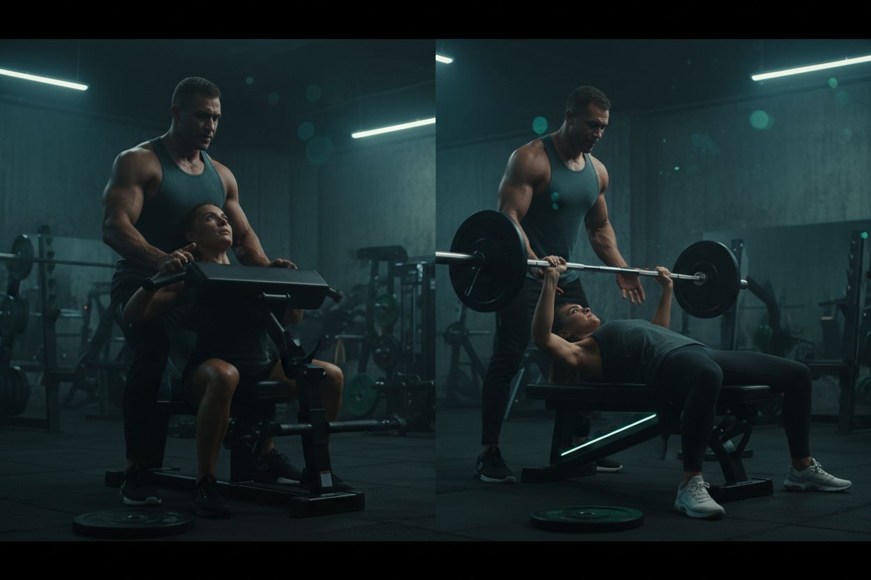 Upper body workout with bench press and rows