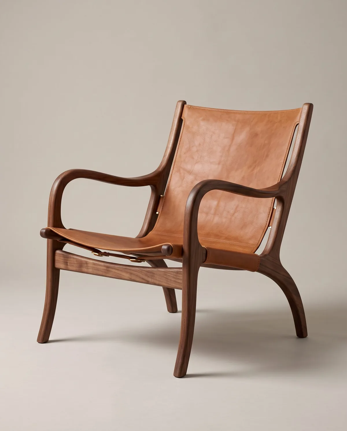 Tove lounge chair, walnut, tan leather