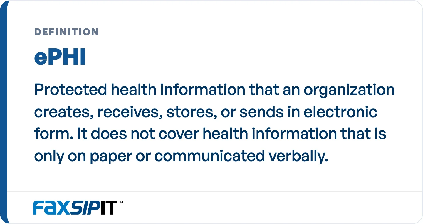 The Security Rule covers ePHI only. Paper and spoken health information falls under the Privacy Rule.